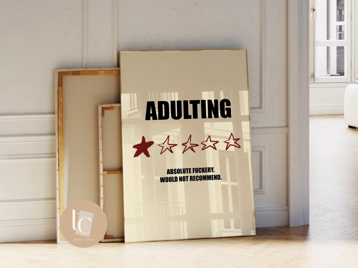 Adulting Absolute Fuckery One Star Review Funny Sweary Quote Poster