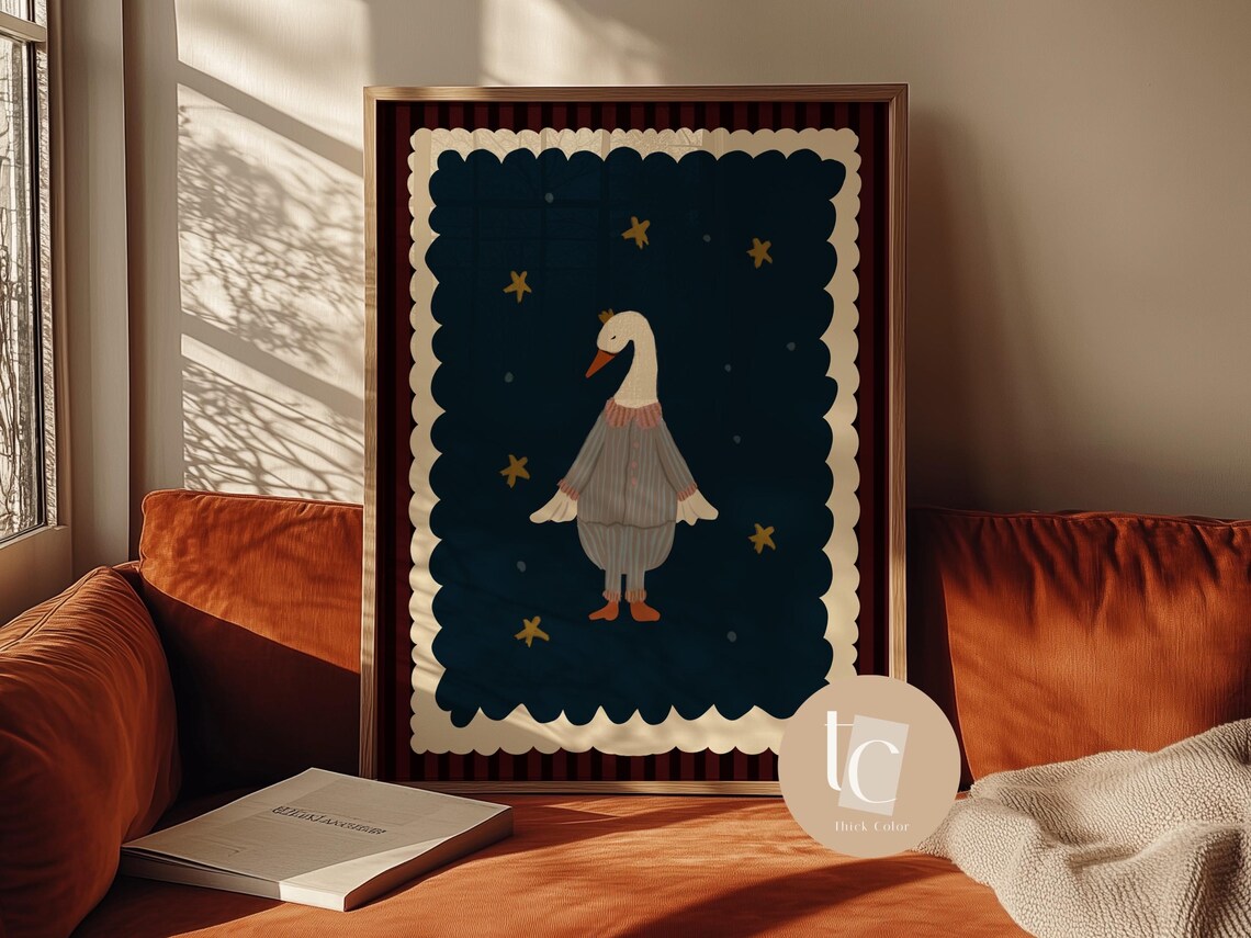 Silly Geese Sleeping In Cute Pajamas Art Print