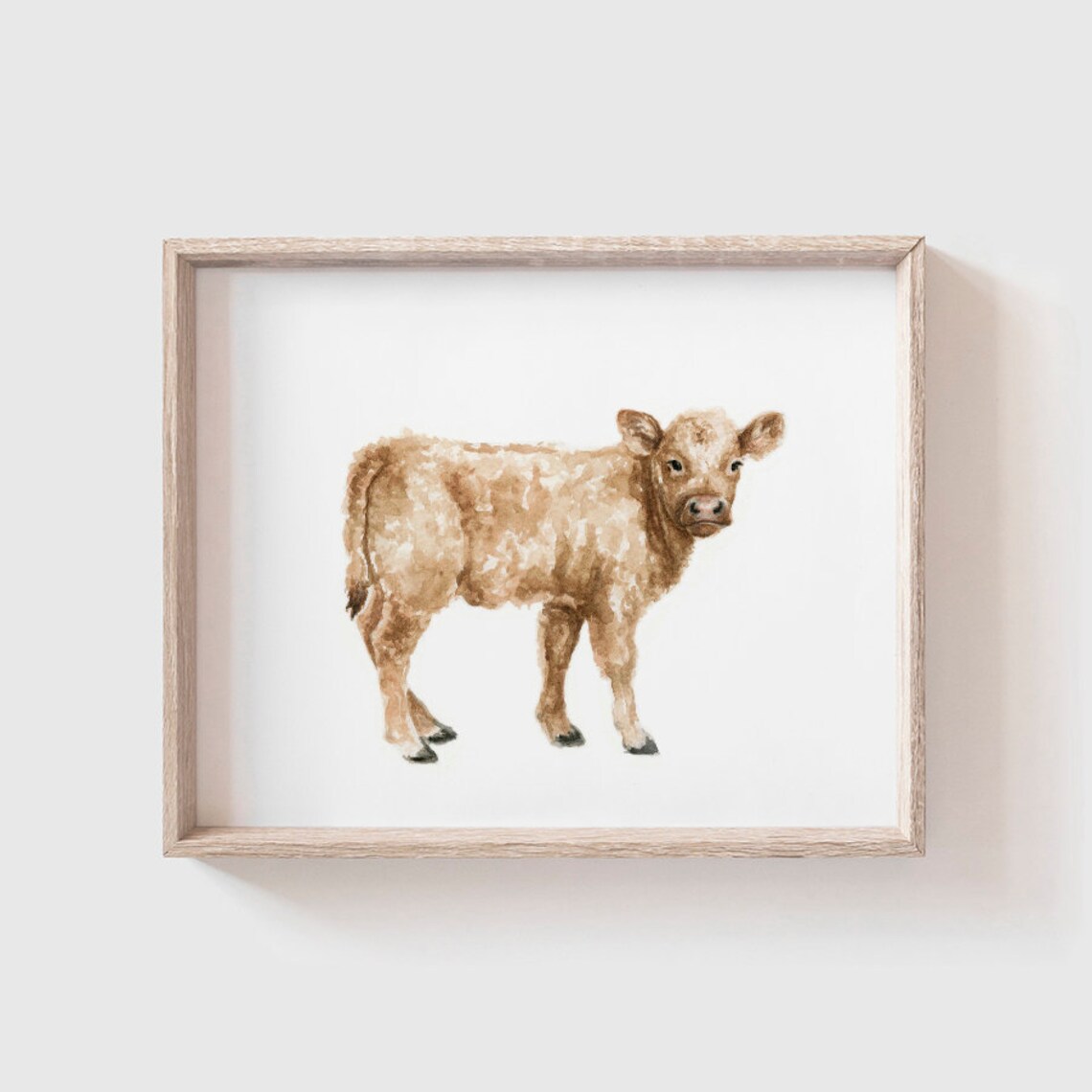 Brown Cow Baby Animal Art Print, Farm Nursery Decor