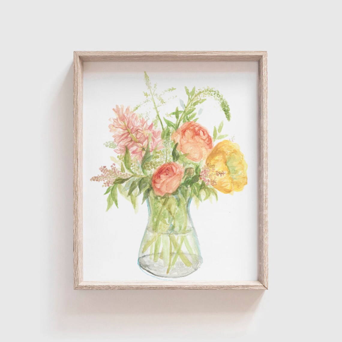 Flower Vase Watercolor Art Print, Floral Decor