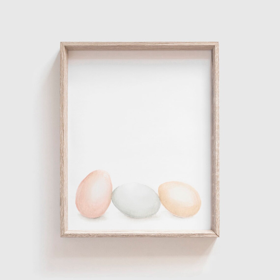 Egg Trio Watercolor Print, Modern Farmhouse Style