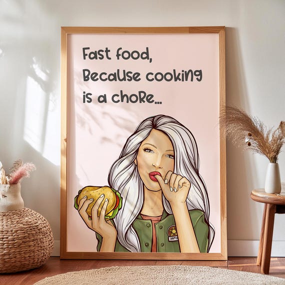 Fast Food Funny Food Print, Kitchen Art