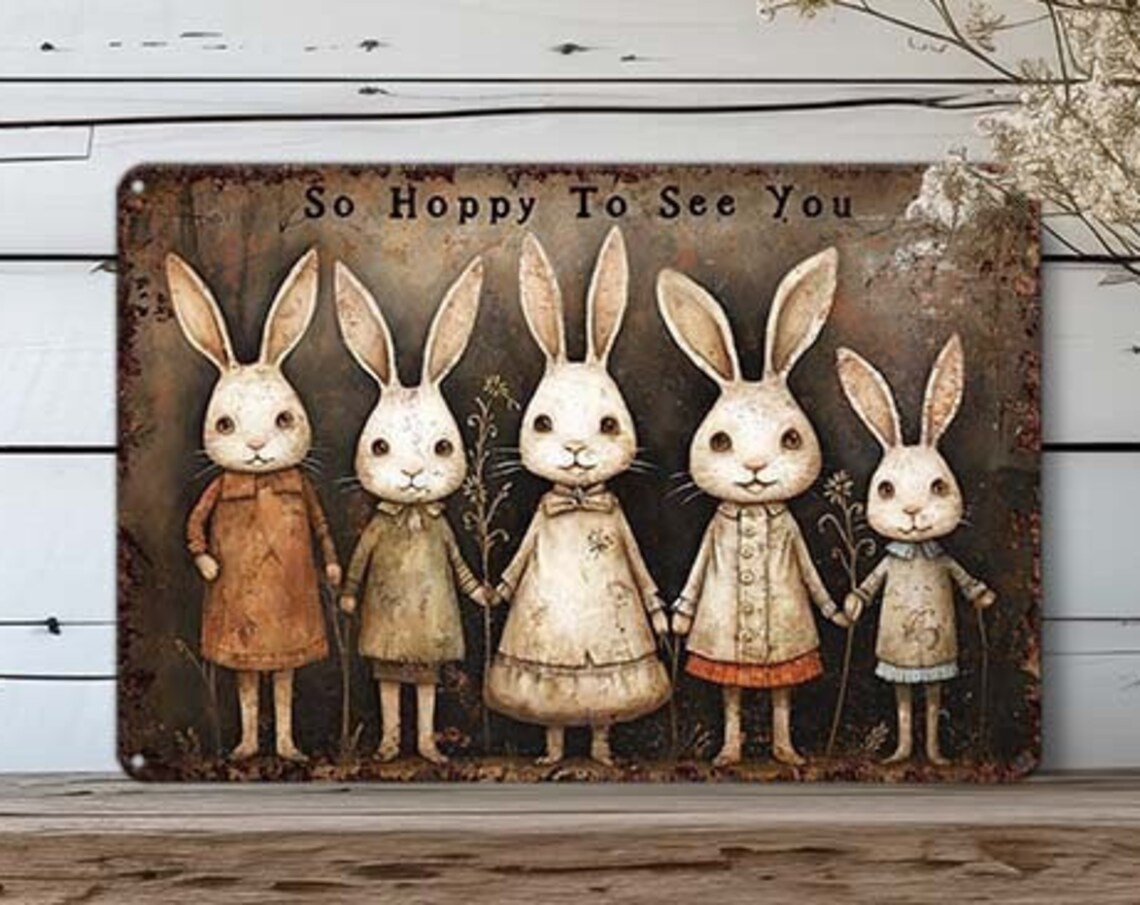 Primitive Rustic Easter Bunny Mantel Art Print
