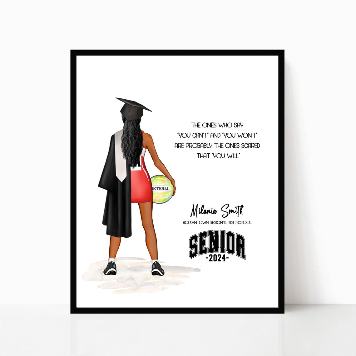 Senior Netball Player Graduation 2024 Custom Portrait Poster