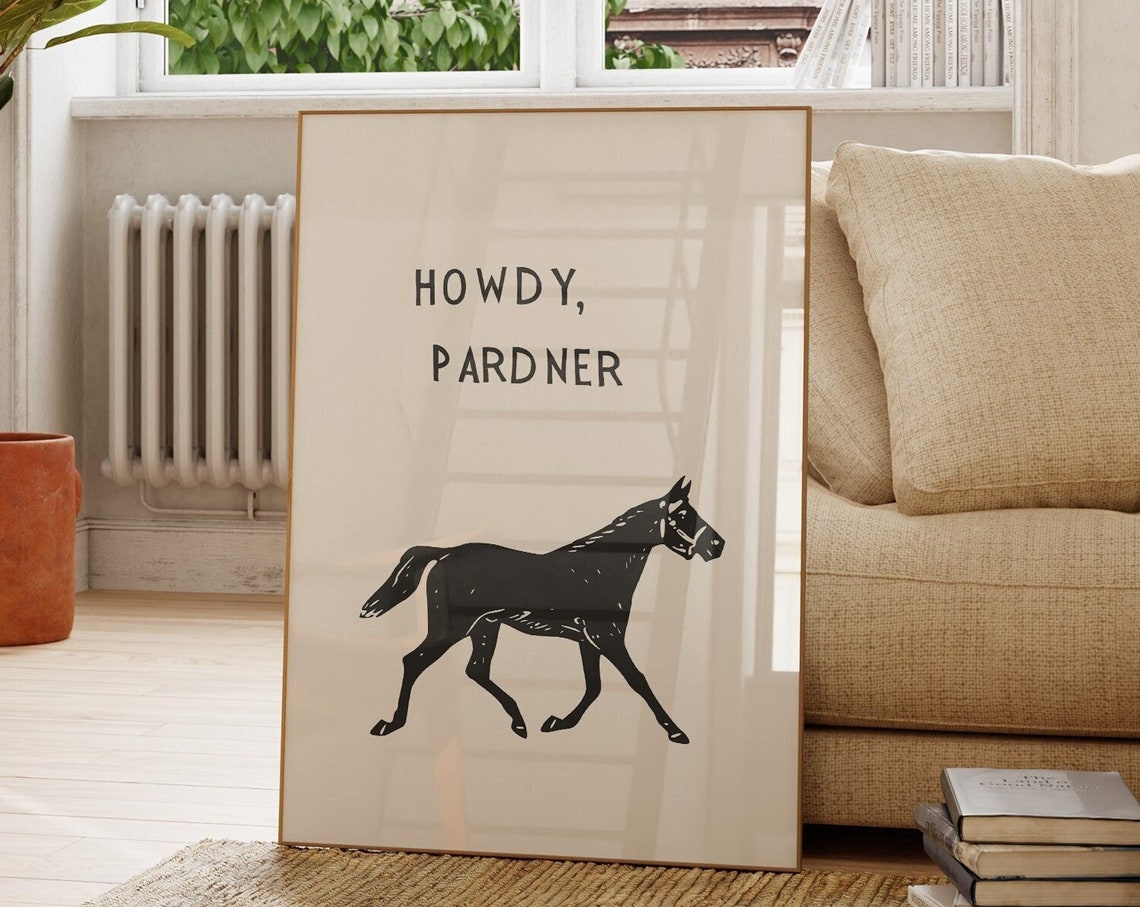 Trendy Western Print Cowgirl Art Modern Horse Wall Art Minimalist Horse Print Southern Home Decor Cowboy Poster 1 Print - Image 3