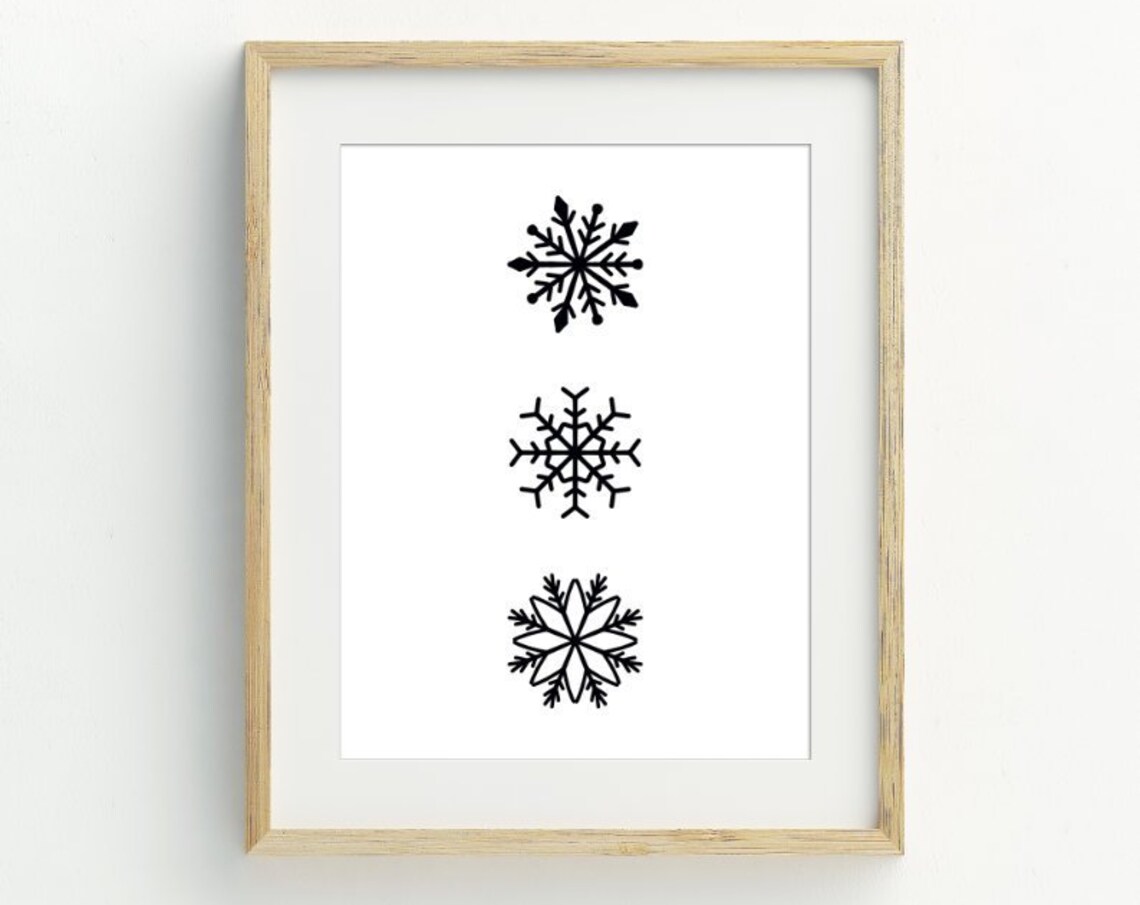 Black And White Snowflakes Christmas Art Print