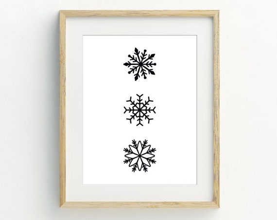 Black And White Snowflakes Christmas Art Print