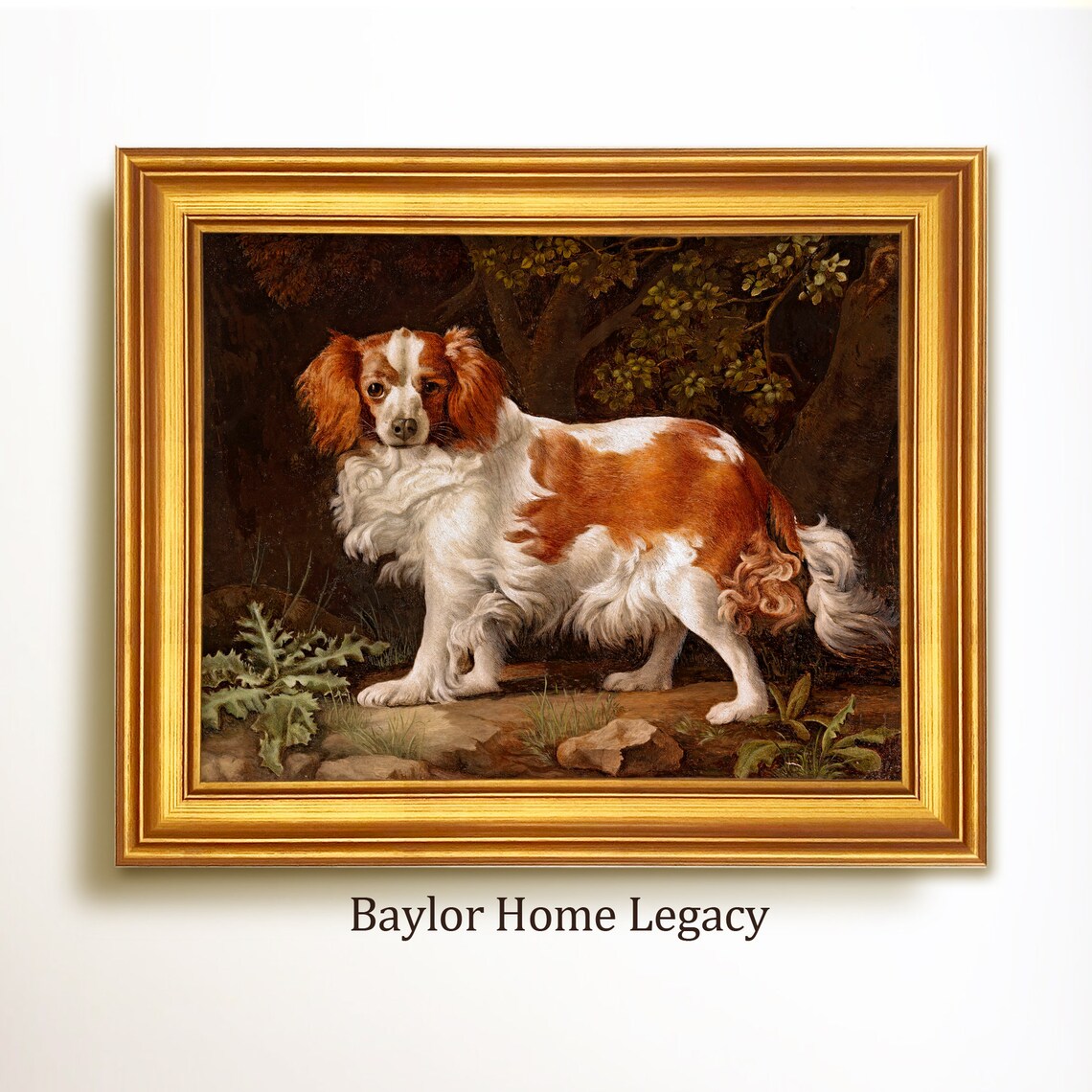 Cavalier King Charles Spaniel Vintage Oil Painting Art Print