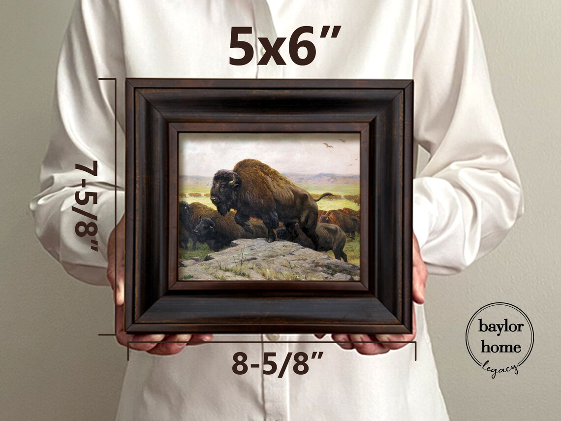 Buffalo Herd Vintage Oil Painting Poster Print - Image 2