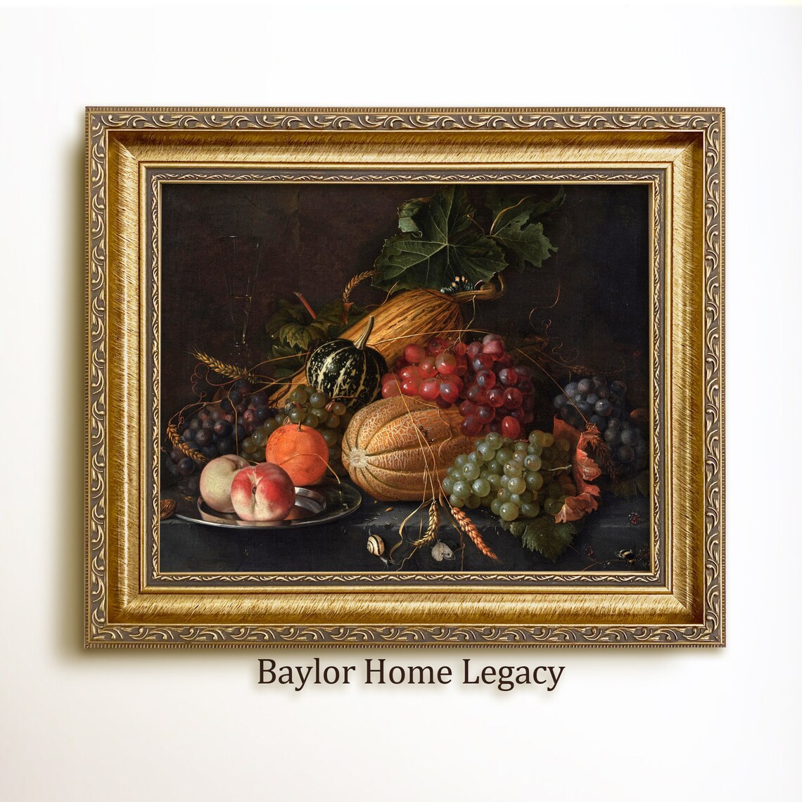 Fruit Still Life, Antique Oil Painting Art Print