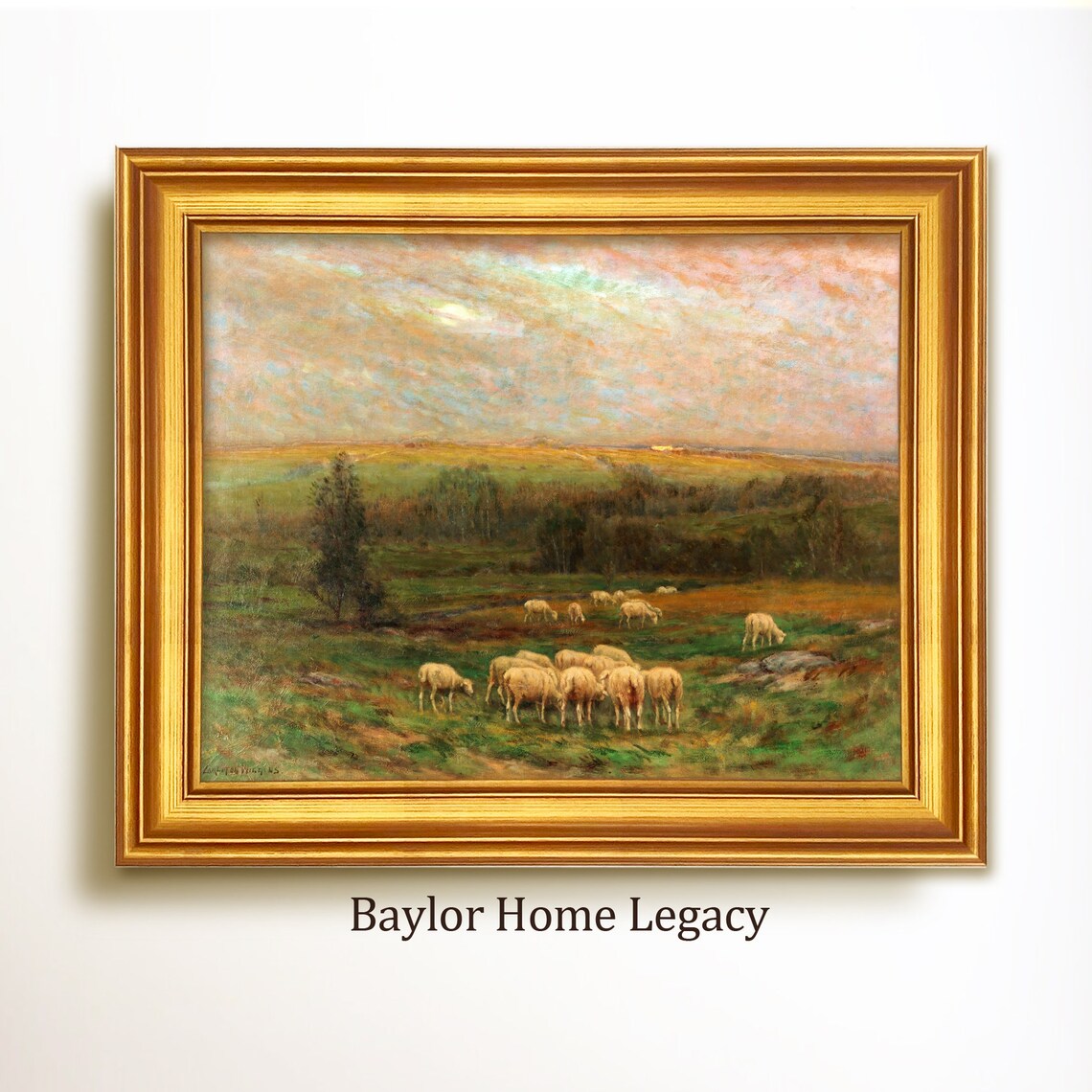 Sheep Oil Painting Print, Rustic Farmhouse Decor