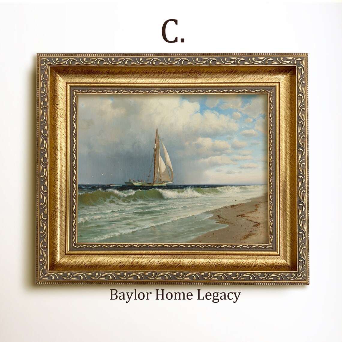 Vintage Ocean Sailboat Art Print, Nautical Wall Art - Image 3