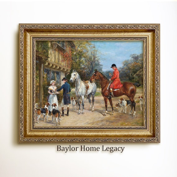 Fox Hunting Scene, English Equestrian Oil Print