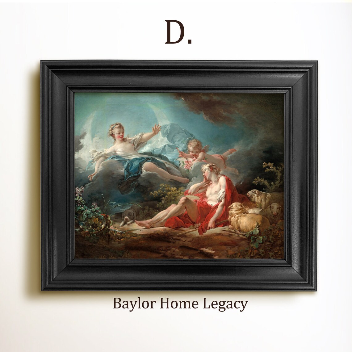 Diana and Endymion Oval Rococo French Mythology Painting Art Poster - Image 2