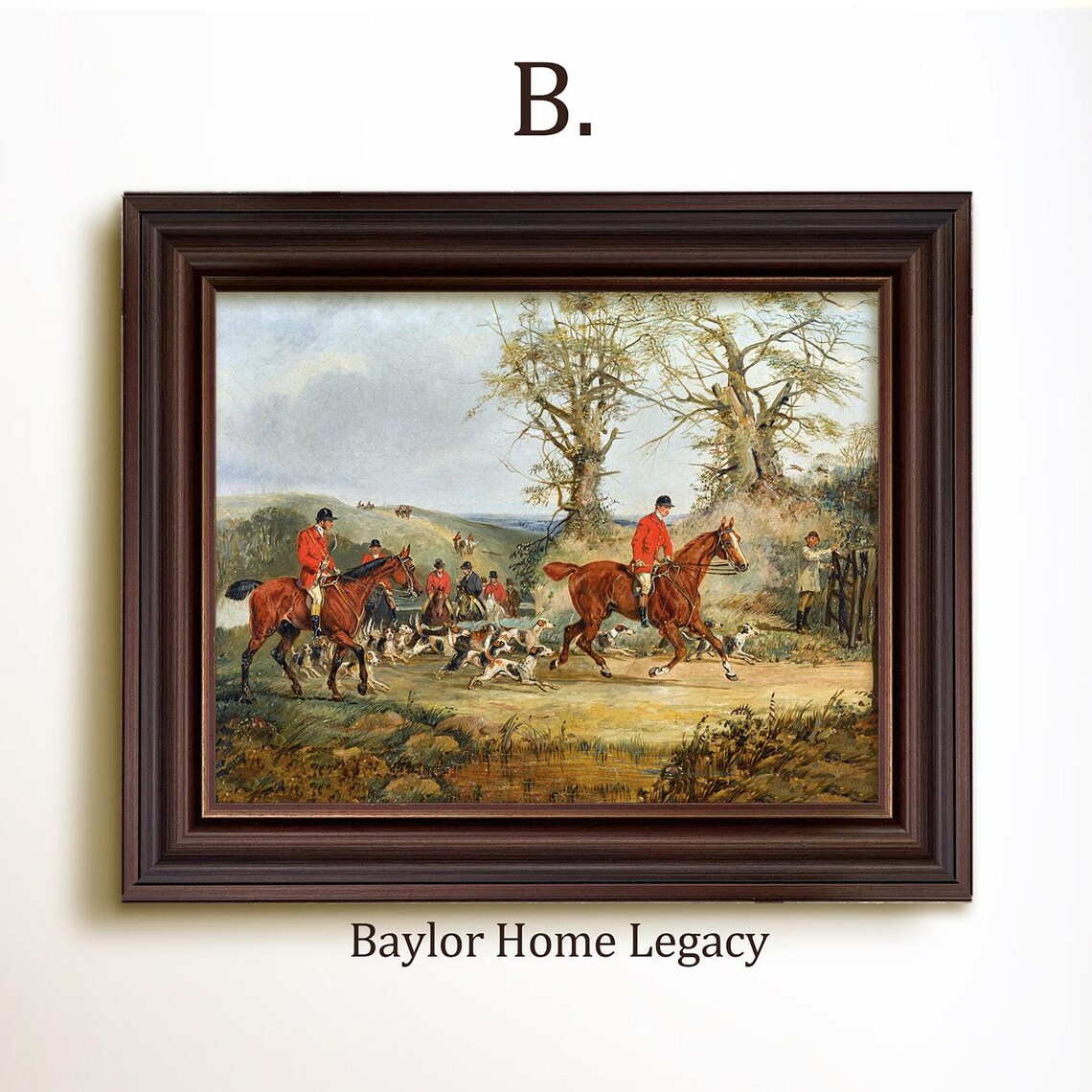 Fox Hunters On Horseback With Hounds Vintage Equestrian Hunt Scene Poster - Image 4