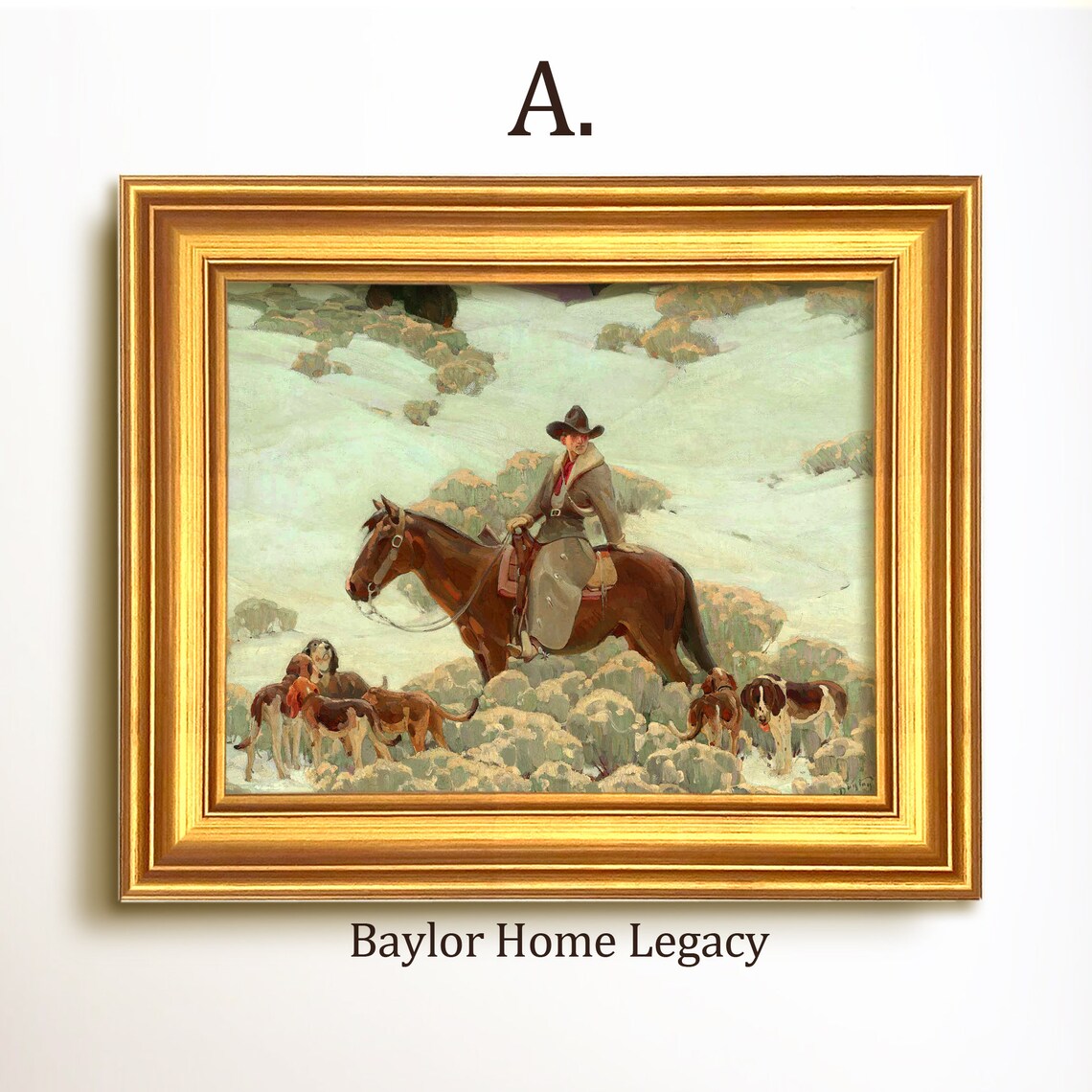 Framed Cowboy Oil Painting Print On Vintage Western Cowboy Art Rustic Western Cowboy Painting Artwork Cowboy Coyote Hunting - Image 5