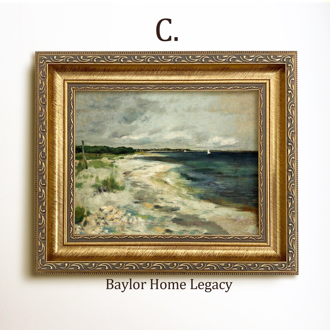 Stormy New England Seascape, Oil Painting Art Print - Image 3