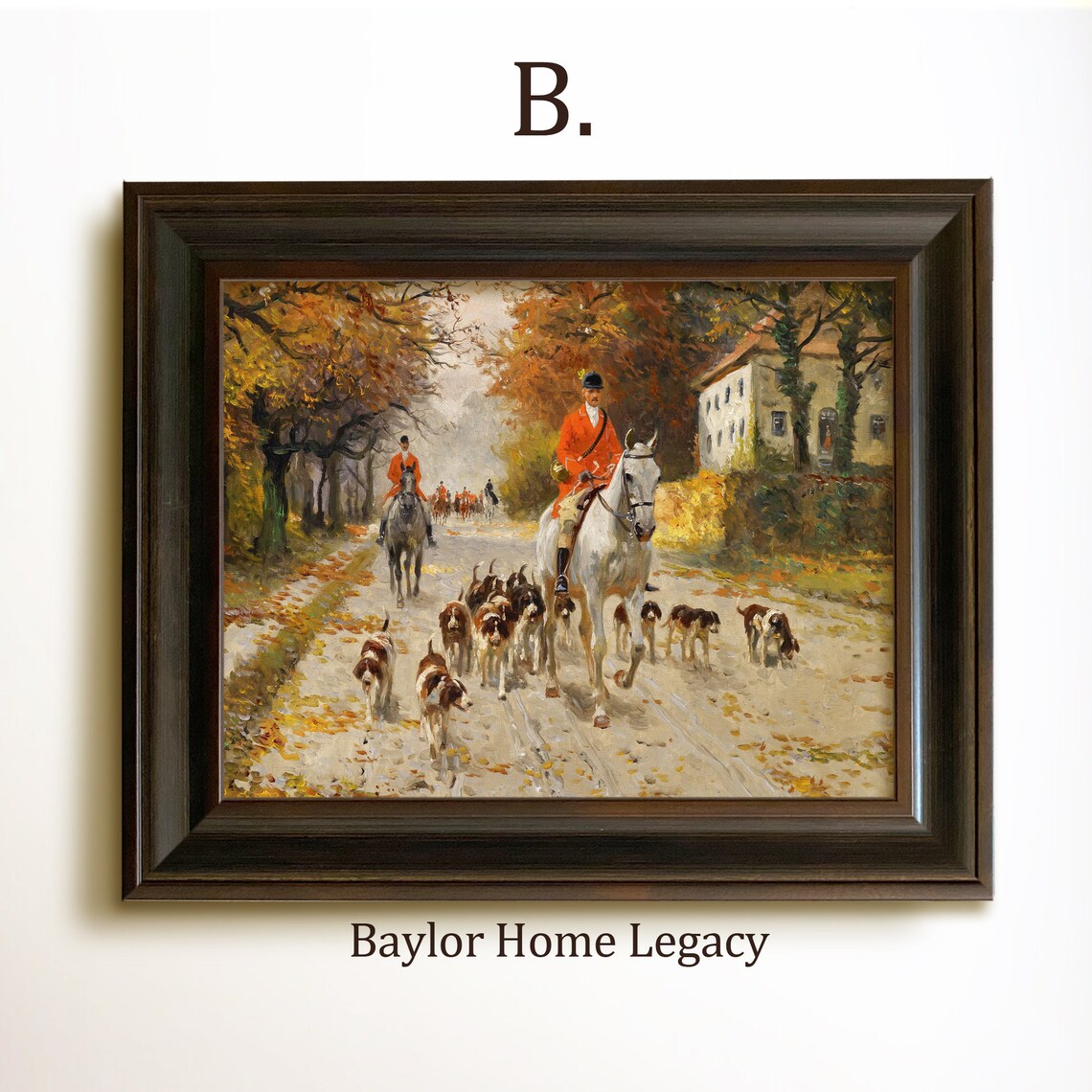 Fox Hunt Scene Oil Painting Print, Vintage English - Image 4