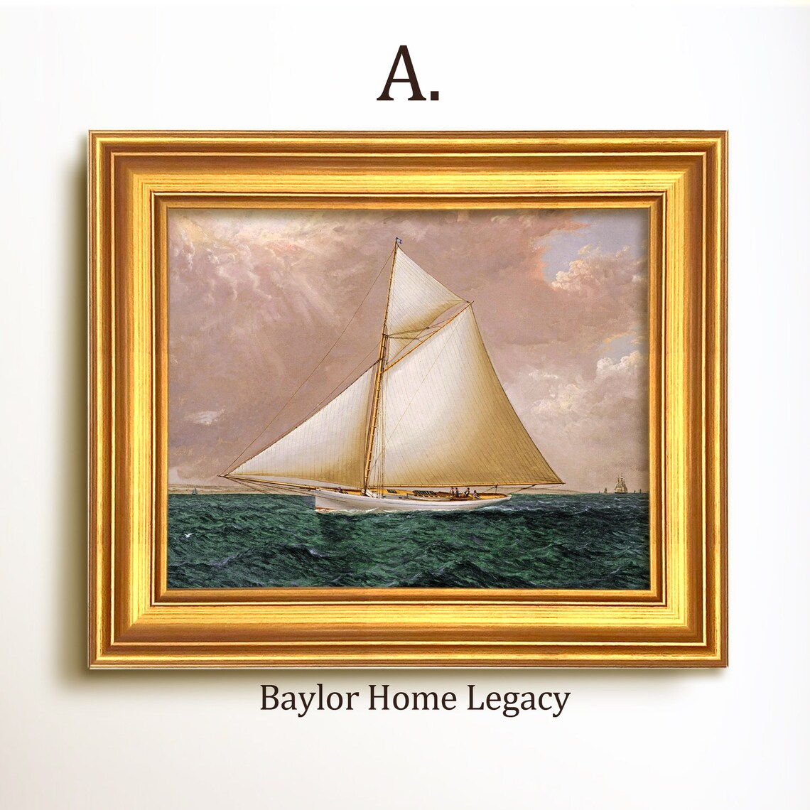 Sailboat Under Stormy Sky, Vintage Nautical Art Print - Image 5