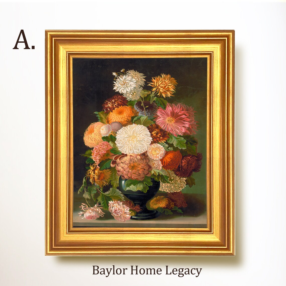 Chrysanthemums Vintage Floral Oil Painting Art Print - Image 5