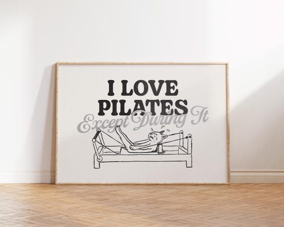 I Love Pilates Except During It Funny Wall Art Studio Decor Gift For Lovers Hot Girly Print Wellness