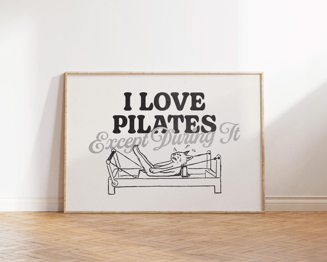 I Love Pilates Except During It Funny Wall Art Studio Decor Gift For Lovers Hot Girly Print Wellness
