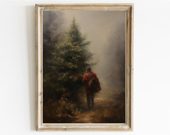 In The Pine Woods Vintage Christmas Tree Print Vintage Print Winter Art Holiday Decor Moody Neutral Holiday Art Fir Tree