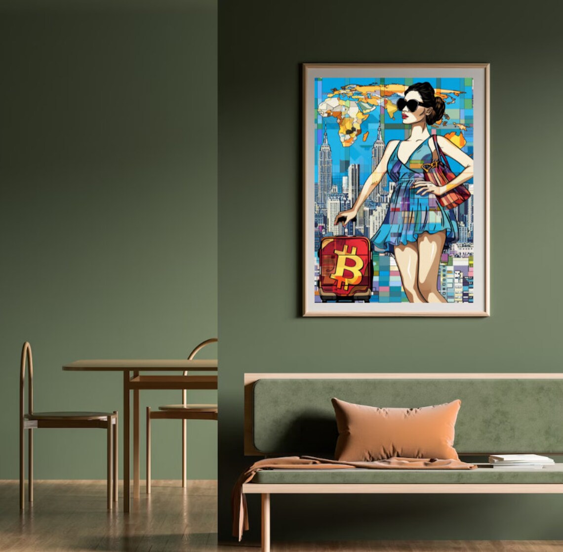 Bitcoin Crypto It Girl Suitcase NYC Skyline Pop Art Fashion Poster - Image 5