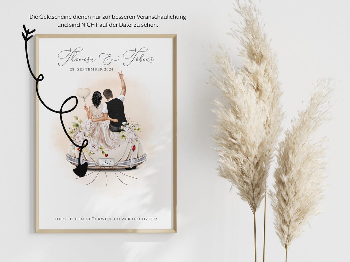 Money Gift With A Car For The Wedding Bride And Groom Gift Wedding Car Gift Pdf Personalized Gift Money Gift - Image 2
