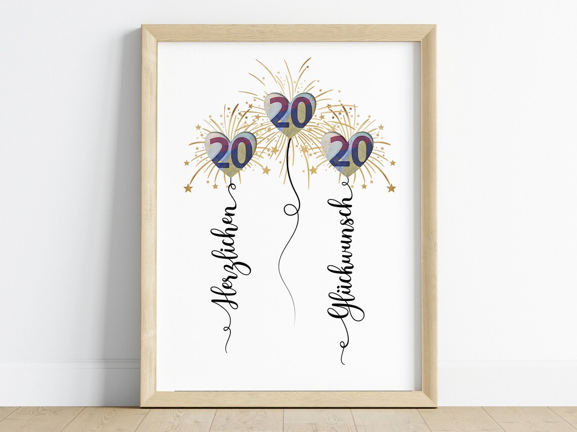 Herzlichen Gluckwunsch 20 Euro Balloon Cash Money Gift Poster