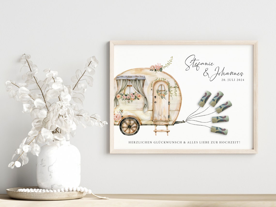 Stefanie Johannes Camper Caravan Wedding Cash Money Gift Poster