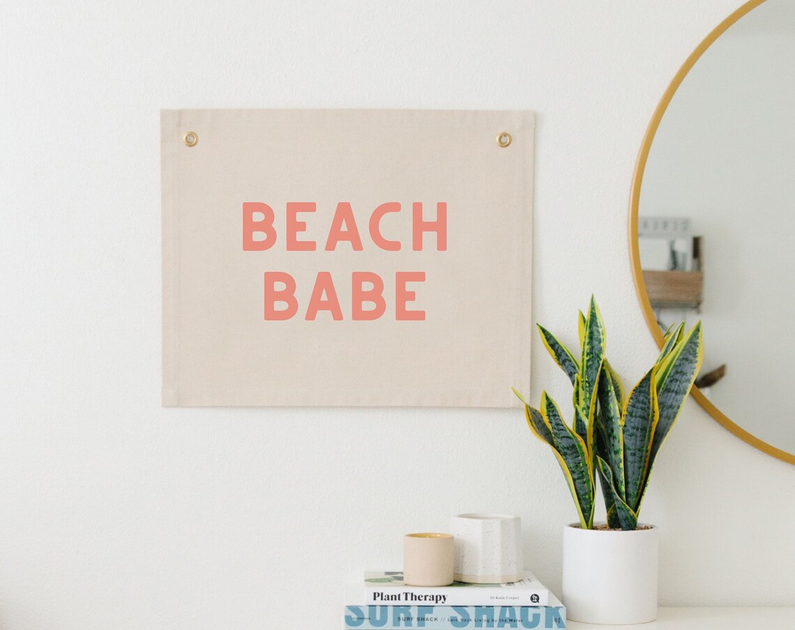 Beach Babe Wall Flag Beach Nursery Decor Boho Surf Room Decor Modern Beach Nursery Boho Surf Decor For Girls Room