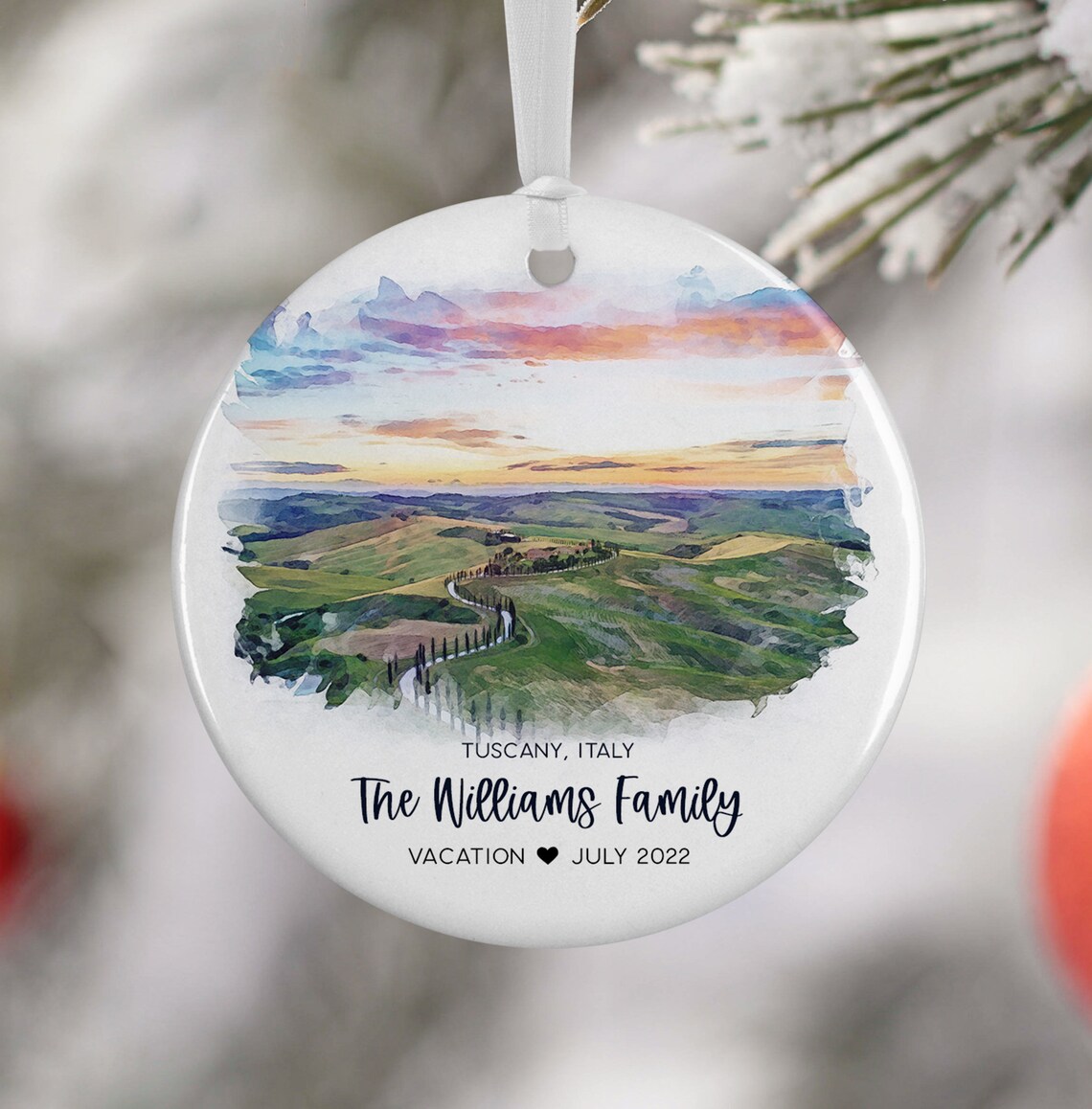 Tuscany Italy Ornament Watercolor Travel Poster