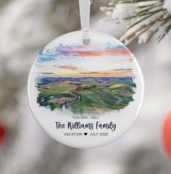 Tuscany Italy Ornament Watercolor Travel Poster