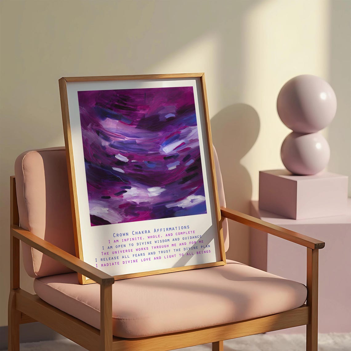 Crown Chakra Affirmations Serene Violet Abstract Spiritual Art Poster