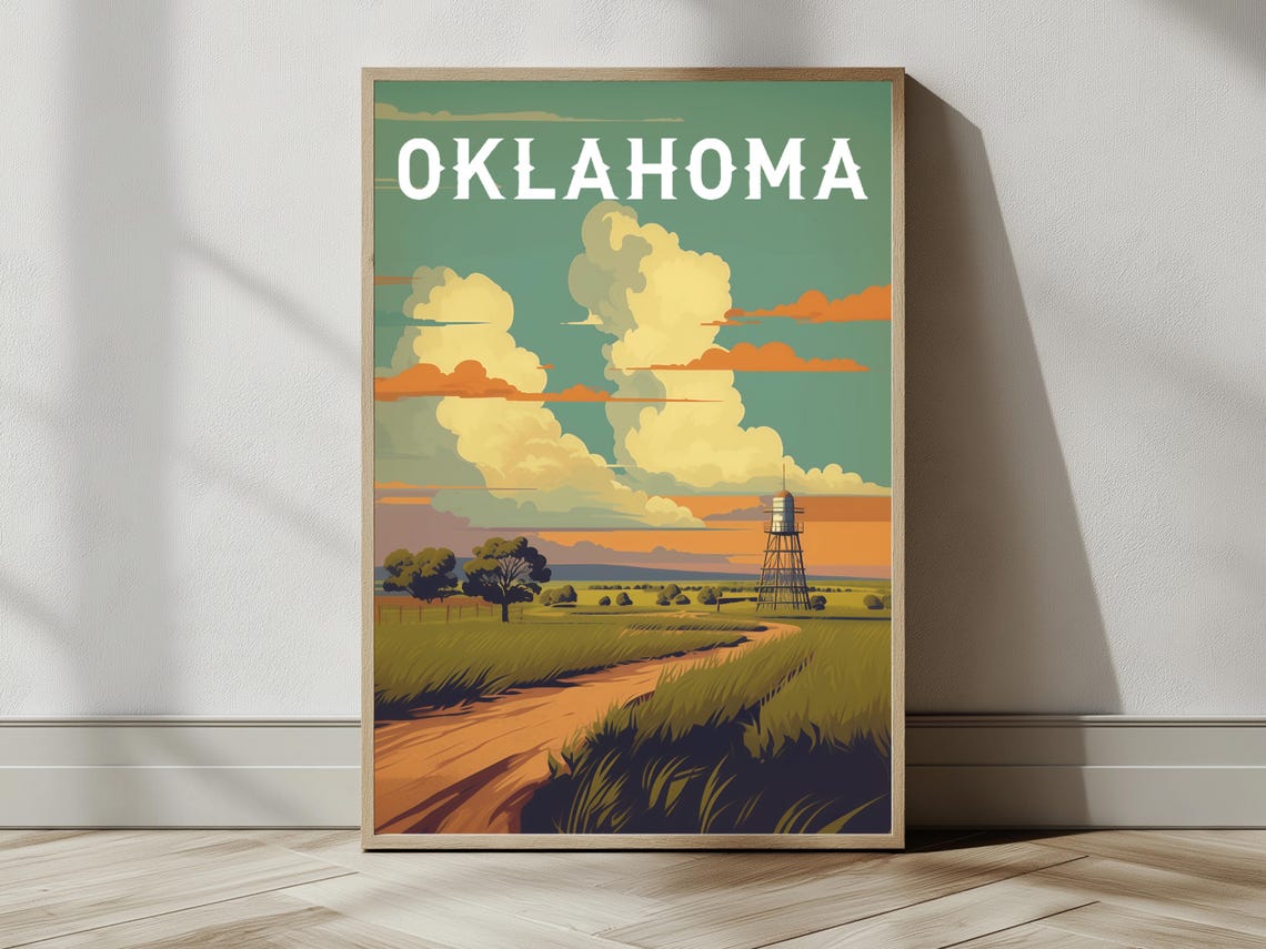 Oklahoma Vintage Travel Poster Print Wall Art Gift Idea Home Decor - Image 2