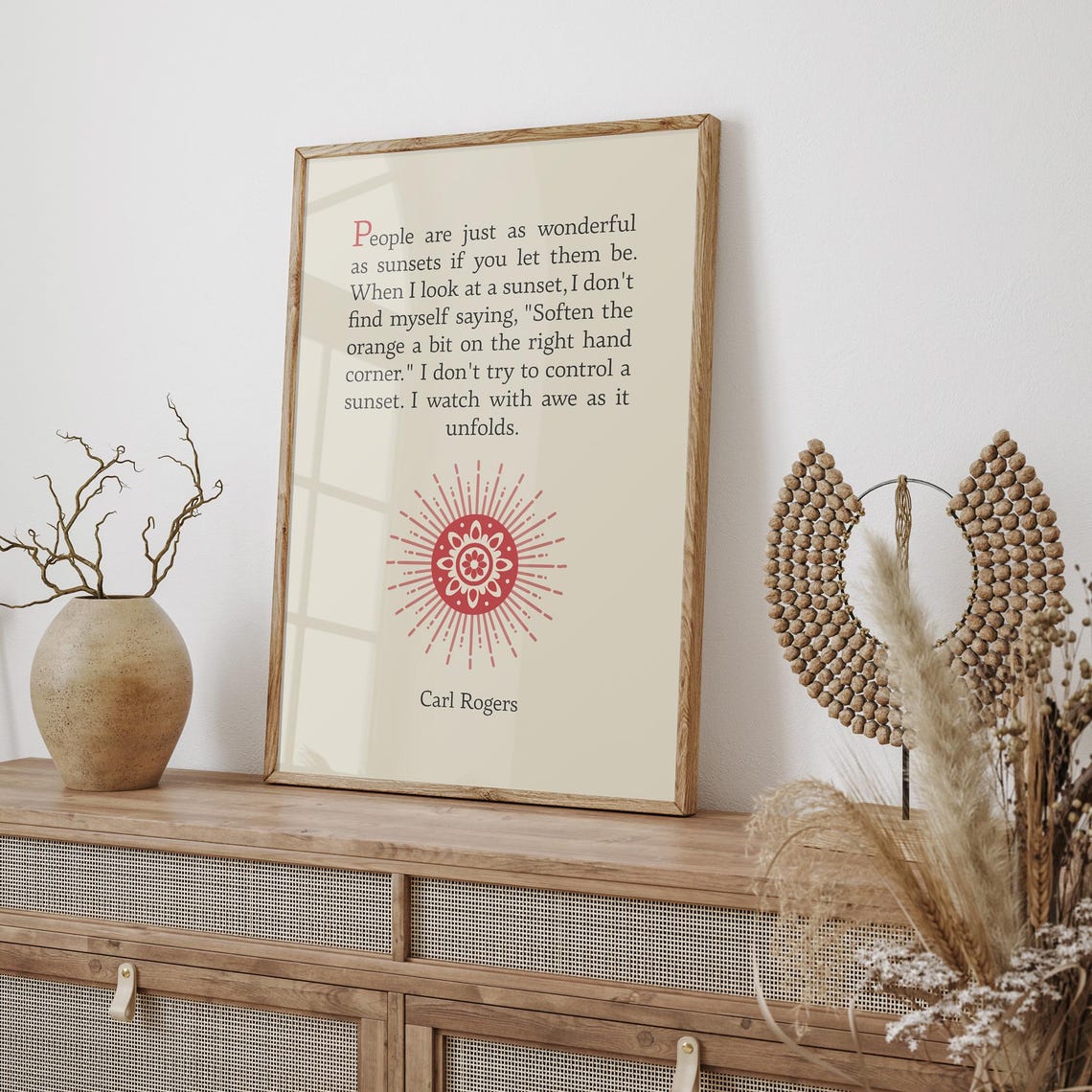 Carl Rogers Quote People Are Just As Wonderful As Sunsets Cream Poster - Image 2