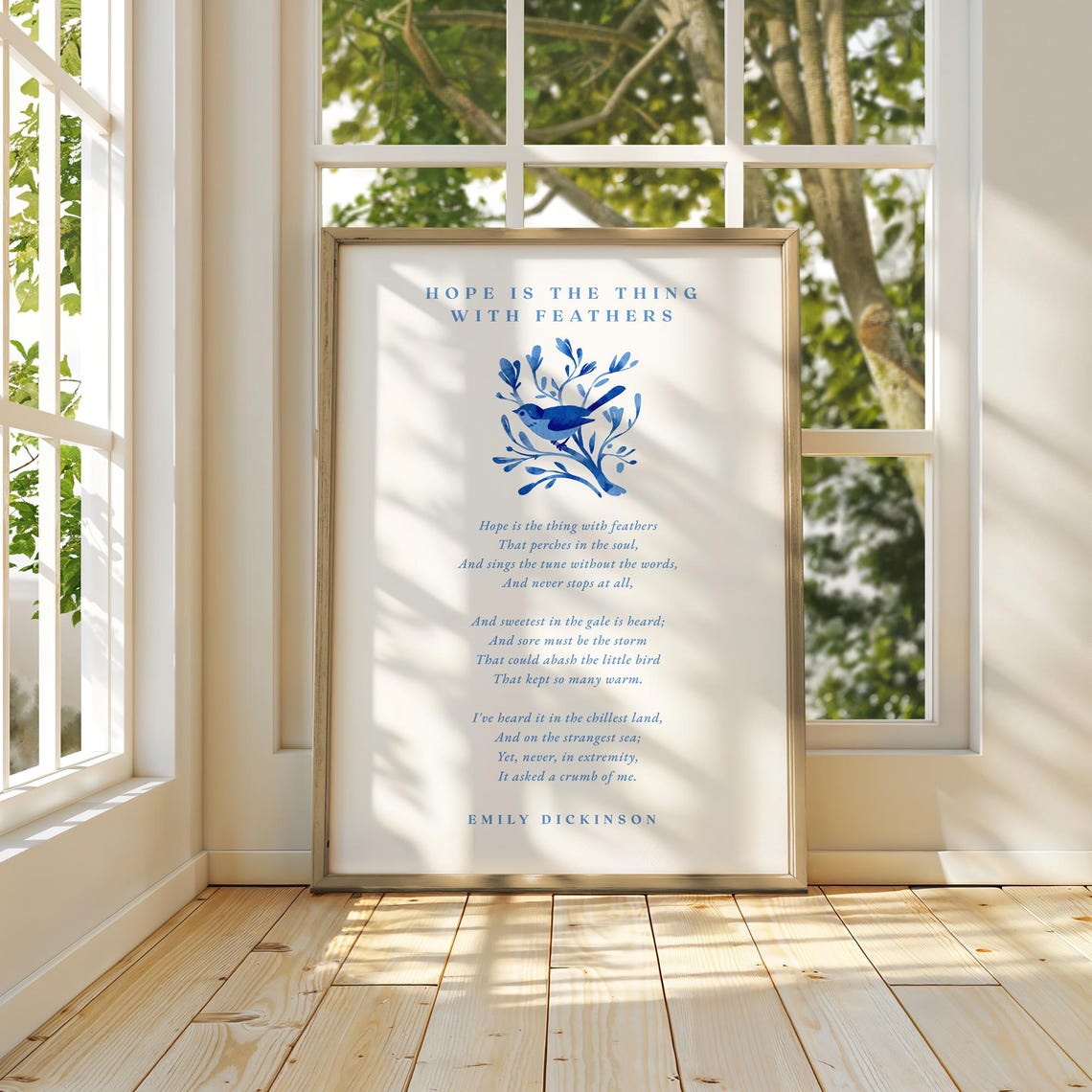 Emily Dickinson Hope Poem Blue Bird Illustration Literary Art Poster - Image 4