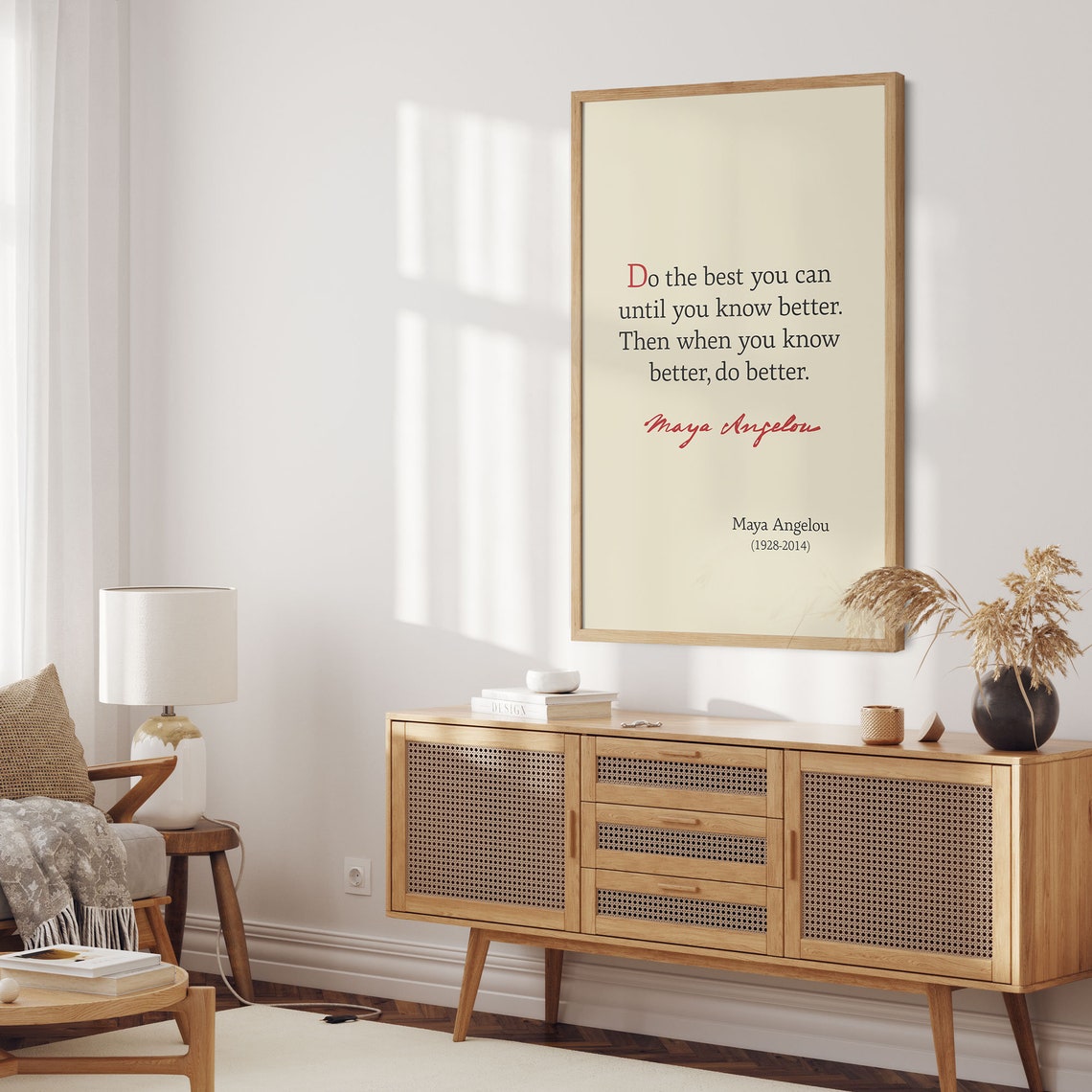 Maya Angelou Do The Best You Can Growth Mindset Quote Cream Poster - Image 3