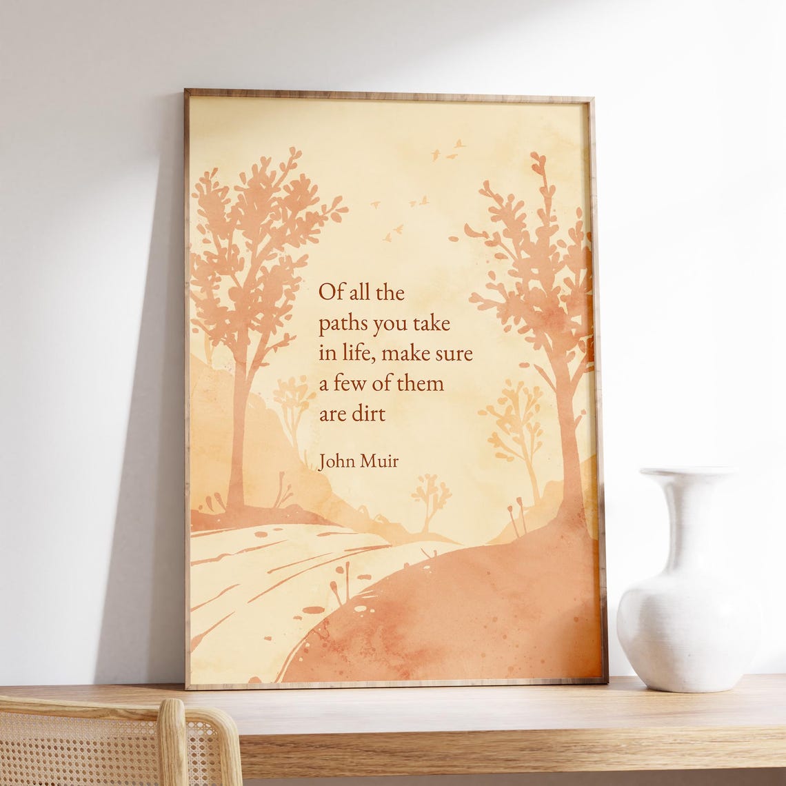 John Muir Dirt Paths Quote Watercolor Nature Trail Adventure Poster