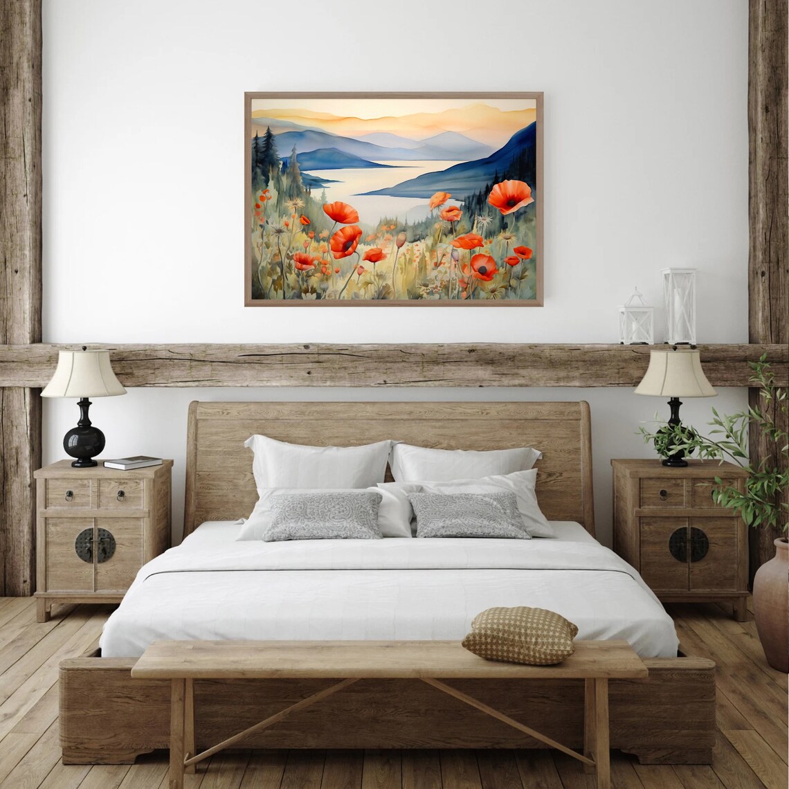 Columbia Gorge Watercolor Landscape Art Print - Image 4