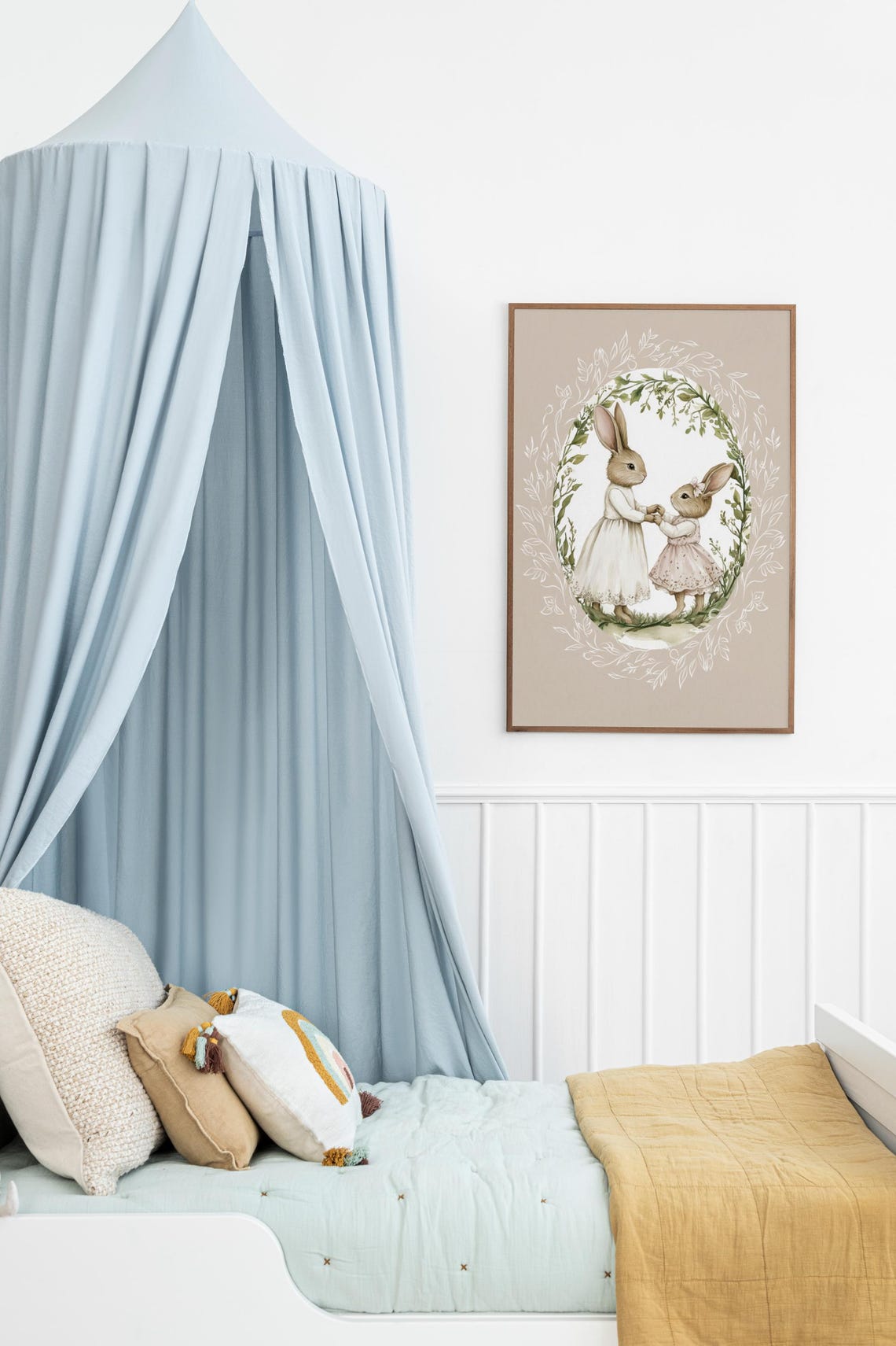 Two Bunny Sisters Holding Hands Under a Leafy Garden Arch Poster - Image 2