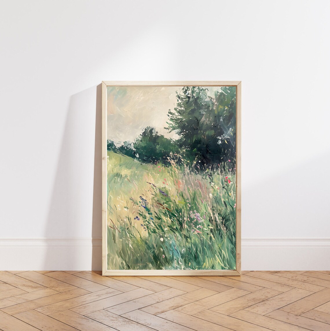 Spring Scenery Landscape Painting Meadow Grasses Wildflowers Art Poster - Image 5