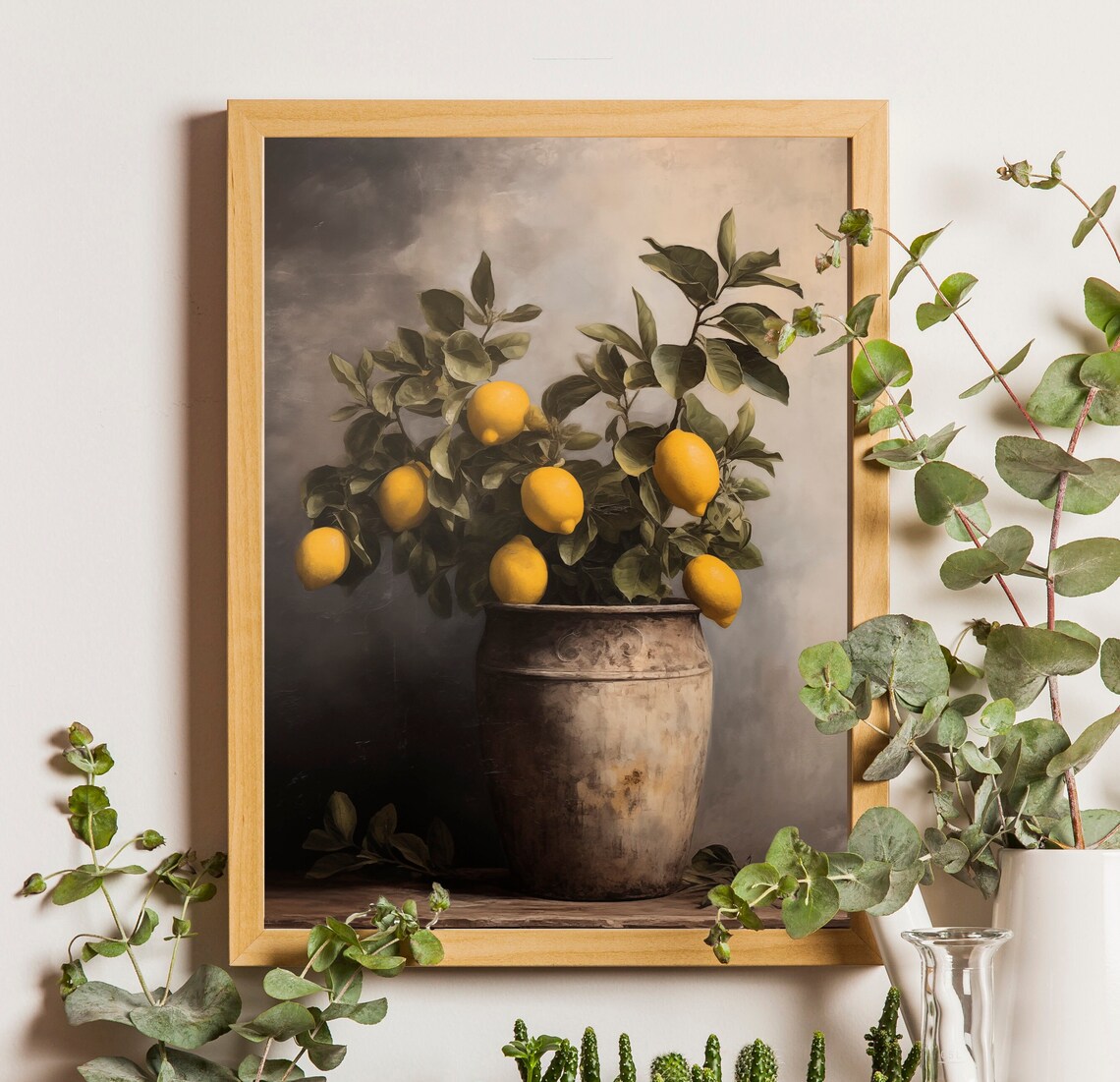 Lemon Tree In Antique Vase, Vintage Botanical Art Print