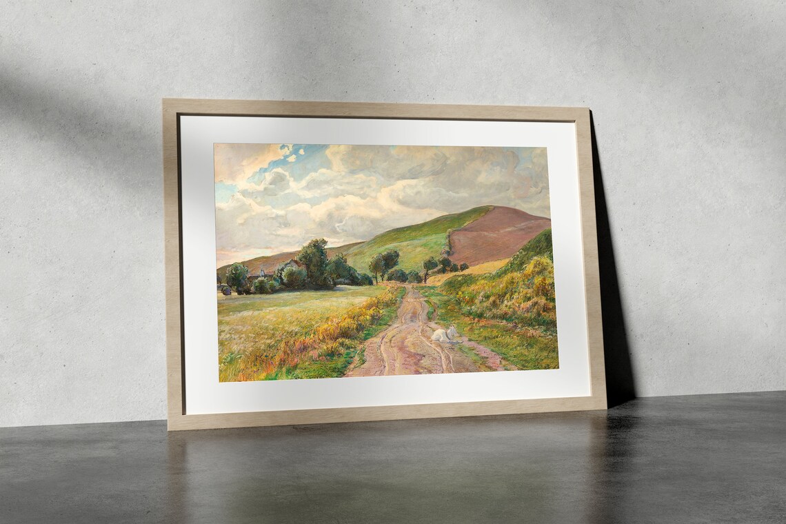 Vintage European Meadow Landscape, Rustic Art Print - Image 4