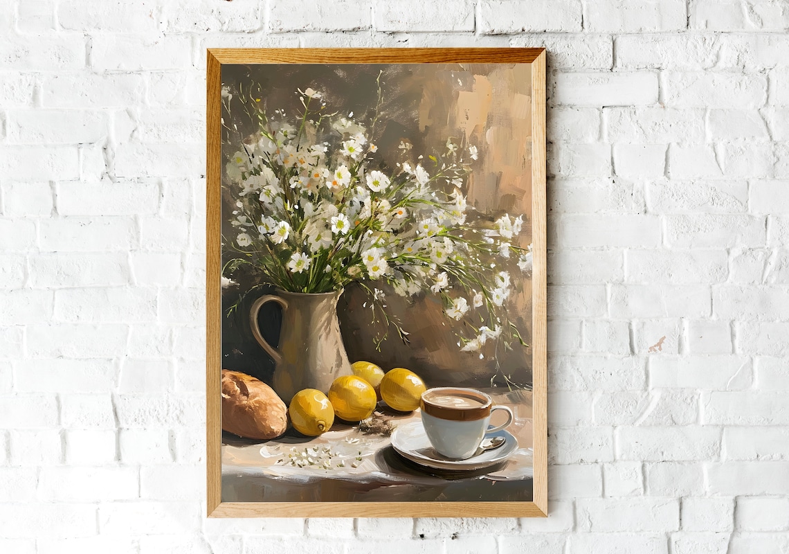 Lemons Still Life Art Print, Vintage Farmhouse Kitchen - Image 2