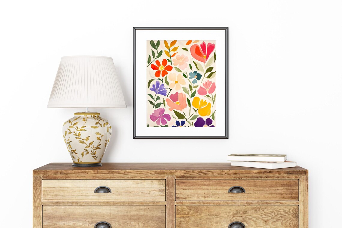 Mixed Watercolor Wildflowers Pink Purple Yellow Home Decor Poster - Image 8