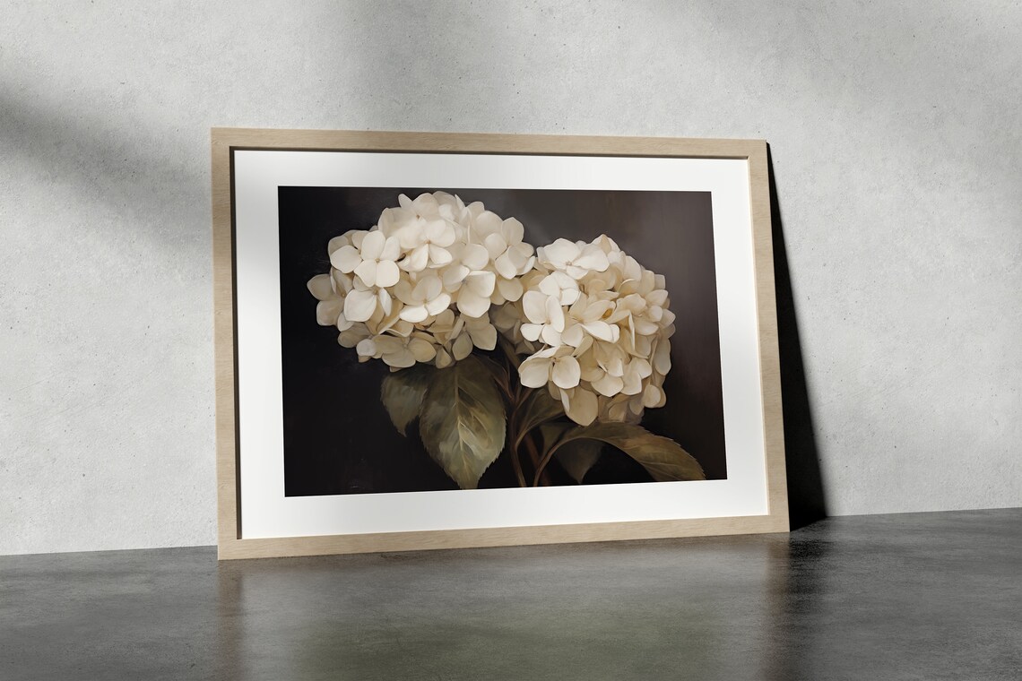 Hortensja Vintage Flower Art Print, Moody Botanical - Image 3