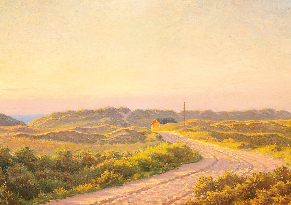 Golden Dune Heath Sandy Road Sunset Vintage Landscape Painting Poster - Image 6