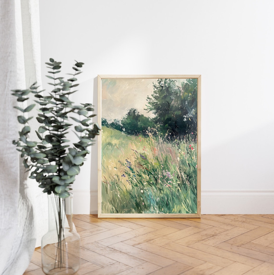 Spring Scenery Landscape Painting Meadow Grasses Wildflowers Art Poster - Image 4